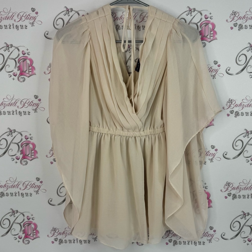 Kherisa top flowy blouse luxe top shirt beige Chic Cream Women's Blouse